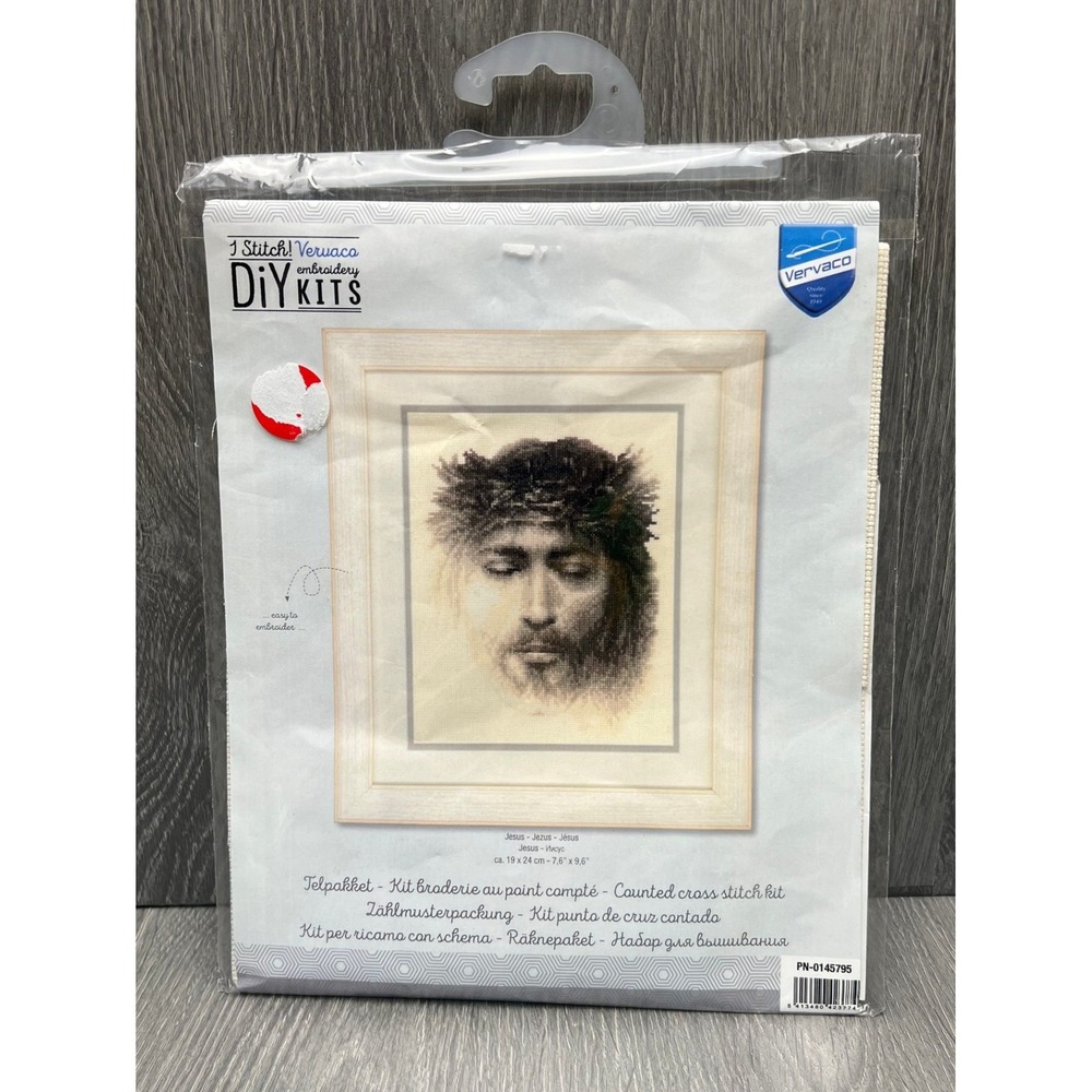 Vervaco Jesus Counted Cross Stitch Kit PN-0145795 Religious Sepia 7.6x9.6in NEW